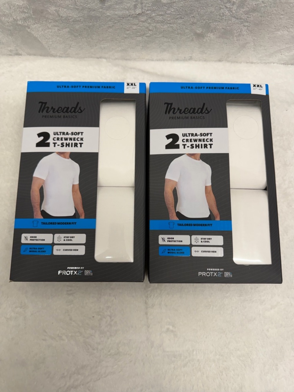 Men Crewneck T Shirts Bundle XXL White 2 Pack Ultra Soft Basic